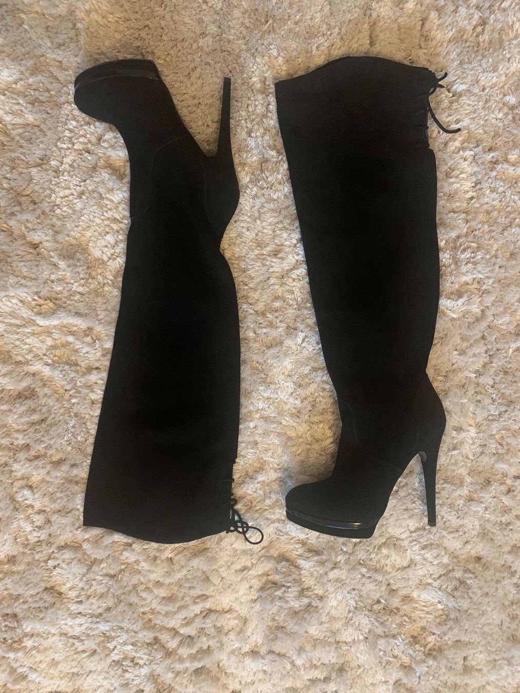 Scarpe da donna: Overknee Stiefel schwarz Leder 36 Plateau High Heel Neu – Nuovo (secondo la descrizione) da Zürich venduto da kka_7xrc 1