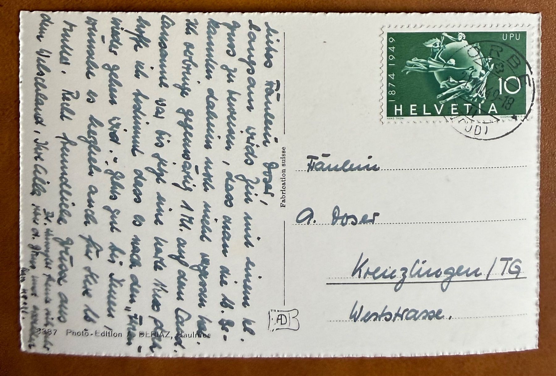 Ansichtskarten: Valeyres - Sous - Rances - 1949 – Gebraucht aus Lutry von Ediego 1