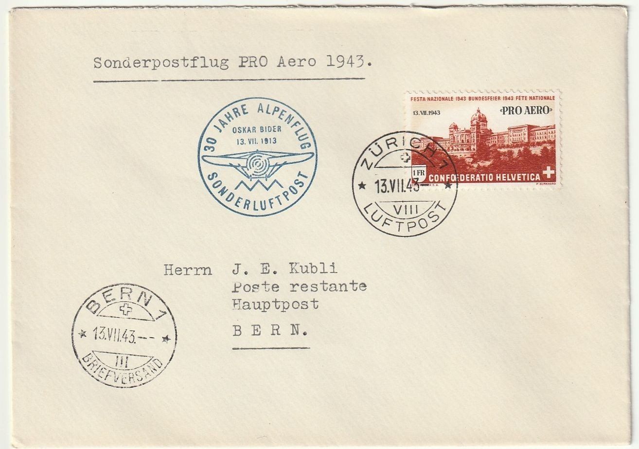 Alle Briefmarken: Lot 5 Flugbriefe Pro Aero / Bedarf – Gebraucht aus Fislisbach von Zigzag12 1