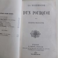 Ancien livre Eugène Chavette Recherche d'un pouruoi 1878 FRA