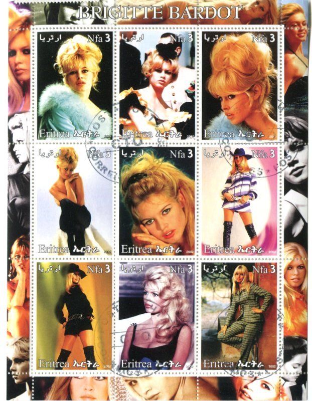 Tutti i francobolli: Block "Brigitte Bardot". Eritrea. – Nuovo e nell'imballaggio originale da Basel venduto da Butsch5