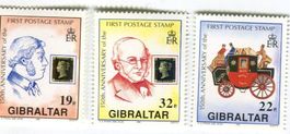 Briefmarken "One Penny Black". Gibraltar