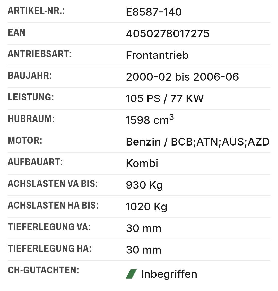 Volkswagen Tutti pezzi di ricambio auto: VW Golf 4 Tieferlegung – Nuovo e nell'imballaggio originale da Neuhausen am Rheinfall venduto da SMP-Ermischer 1