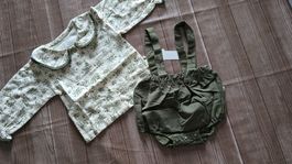 👣 Angou Baby-Set (12-18 M) Romper & Blümchen-Shirt 🧸🌿