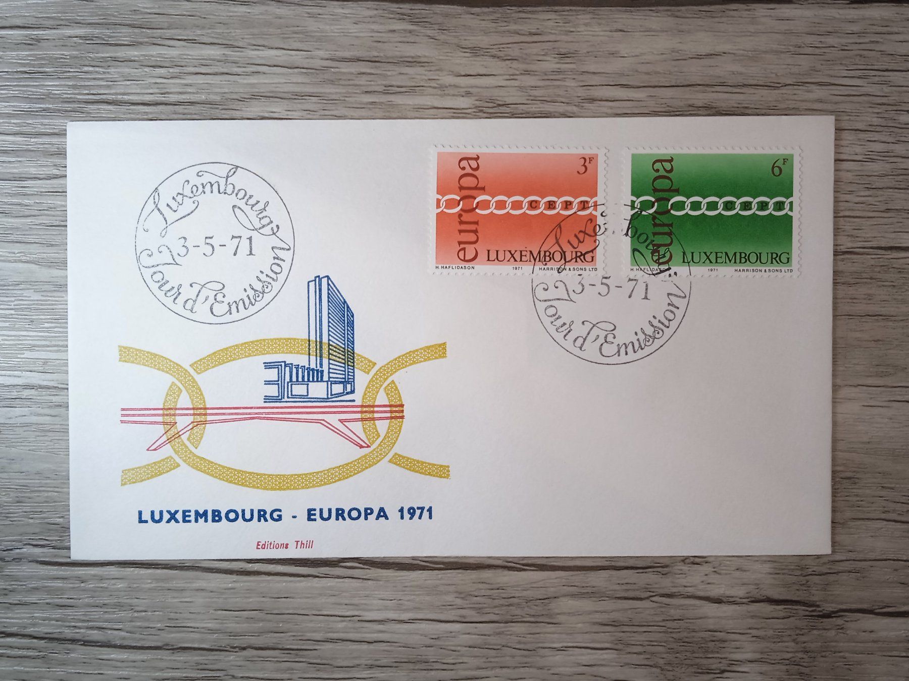Tutti i francobolli: TR47 Enveloppe + Timbre Luxembourg 1971 – Usato da Cousset venduto da Patrick_Collections