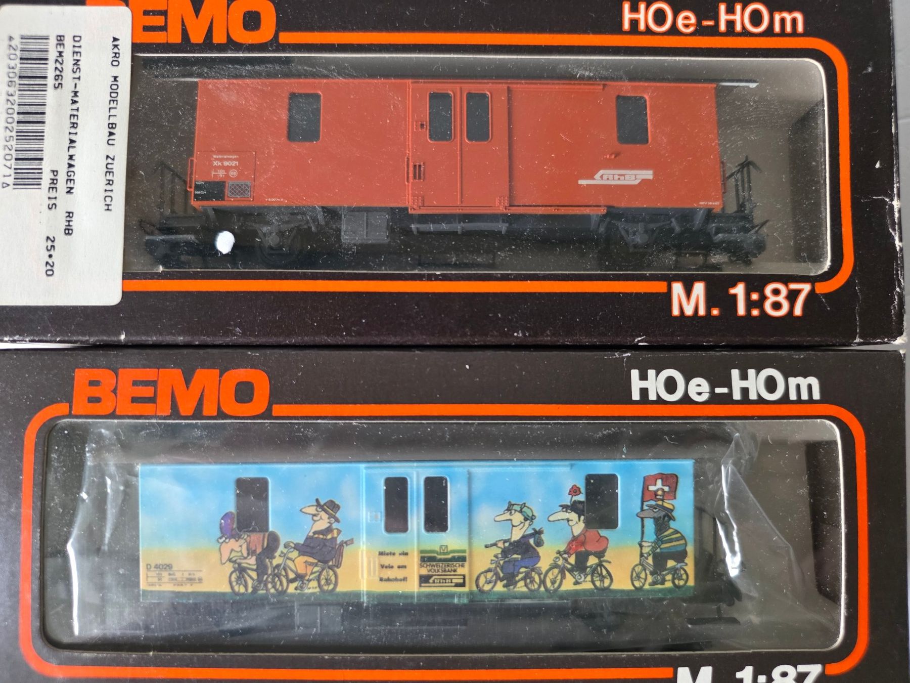 Bemo Modellini di ferrovie: BEMO RhB 1 Materialwagen + 1 Velowagen – Nuovo (secondo la descrizione) da Seuzach venduto da Loeckeli01