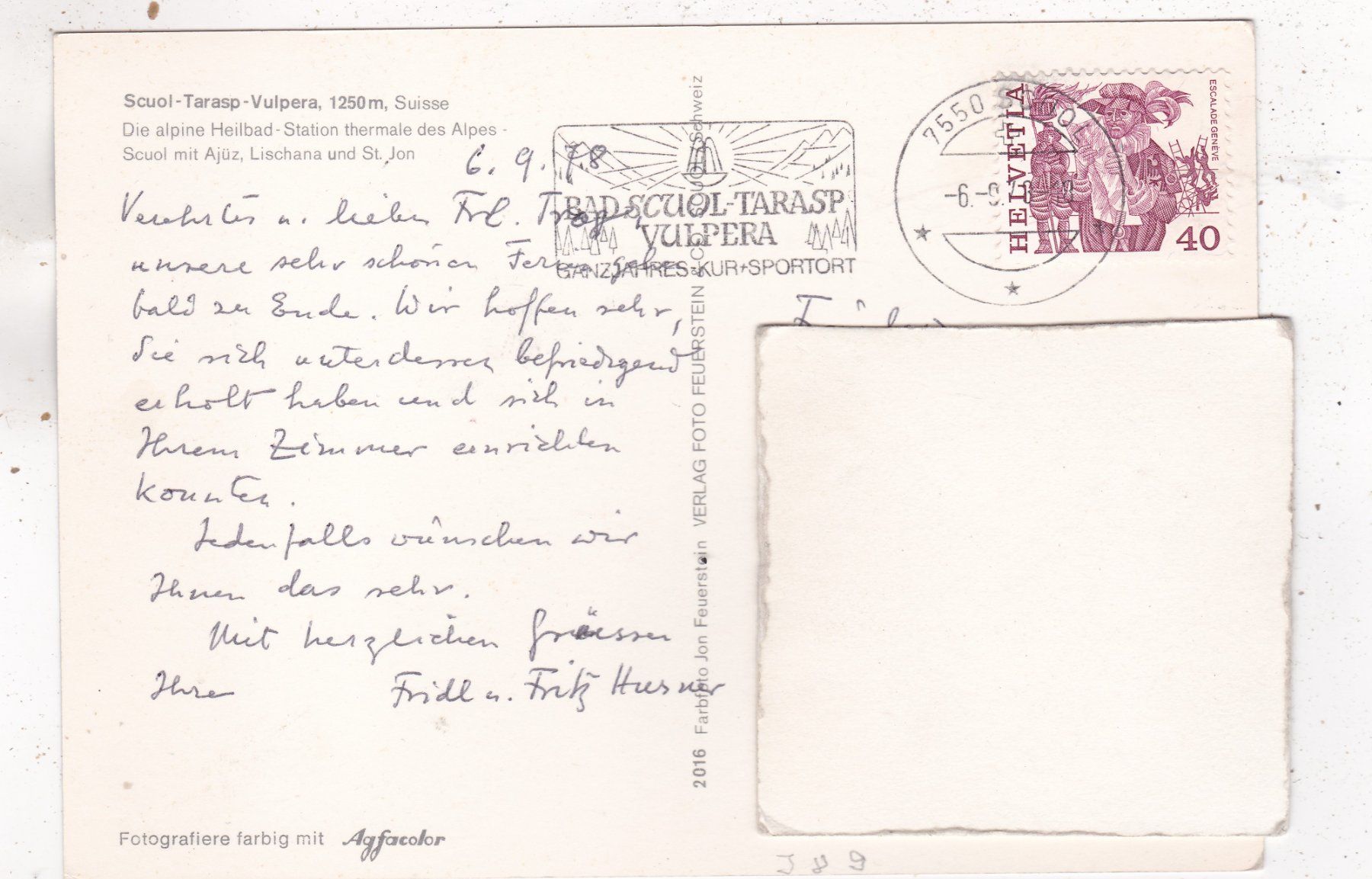 Cartes postales: Scuol Tarasp Vulpera 1978 – D'occasion à Herisau par Lisegrat2008 1