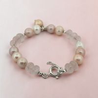Silberarmband mit Barockperlen  und Rosenquarz 11–12 mm