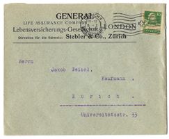 1922 Firmenbrief GENERAL Lebensversicherung Direktion Zürich