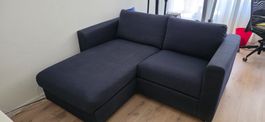 Ecksofa mit Récamiere dunkelblau in gutem Zustand