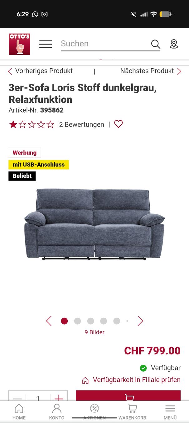 Divani: 3er Sofa mit Relaxfunktion beidseits – Usato da Münsingen venduto da ale_md2s 3