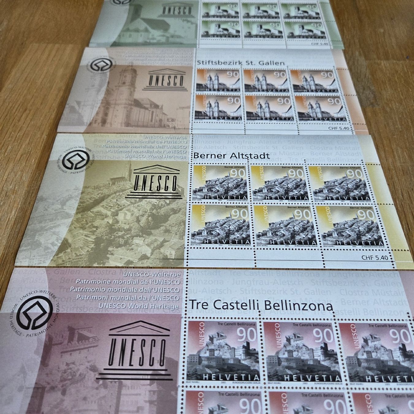 Tutti i francobolli: 4 Postfrische Briefmarken Bögen CH – Usato da Stans venduto da Ducati16 9