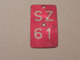 Velonummer Rad Velo Nummer SZ 61 Schwyz 1961 Geschenk