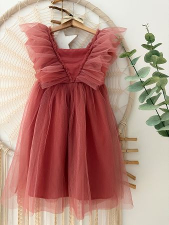 Mädchen Tüllkleid mit Rüschen Gr. 128 NEUWERTIG