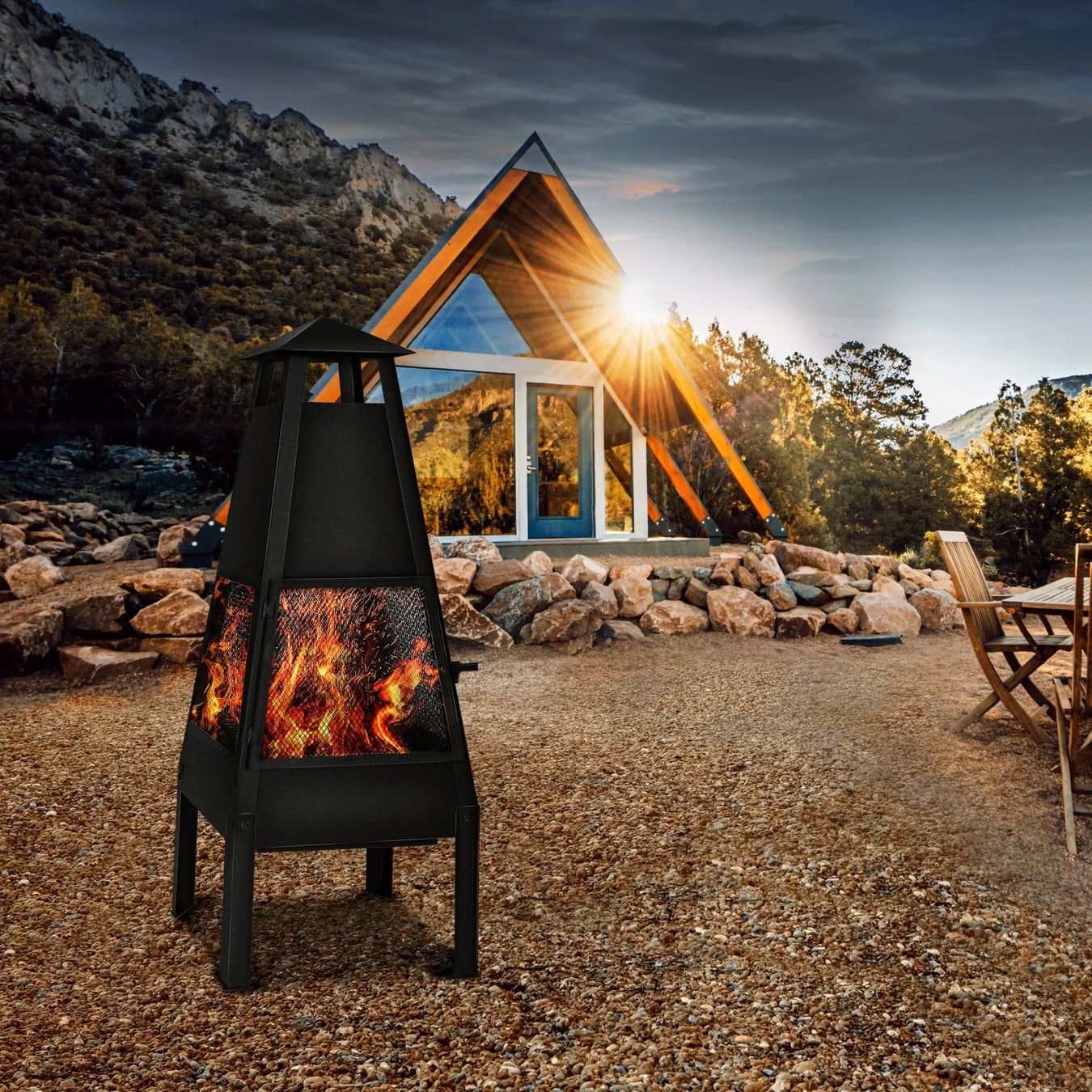 Griglie: Feuerstelle Gartenofen mit Abdeckung BBQ Grillrost – Nuovo e nell'imballaggio originale da Winterthur venduto da aredo 3