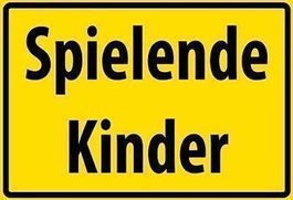 Blechschild-SPIELENDE KINDER-GELB - 30 X 40 CM