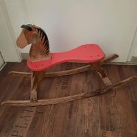 Retro Schaukelpferd aus Holz, E. Fretz,  Rarität!