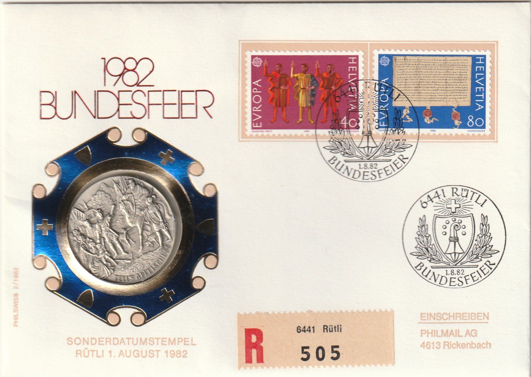Alle Münzen: Numisbrief Bundesfeier 182 – Gebraucht aus Rorschacherberg von fratovi2