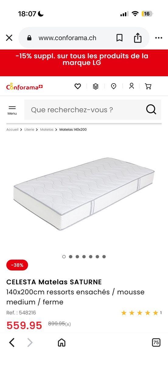 Materassi: Matelas Saturne Celestia – Nuovo (secondo la descrizione) da Marly venduto da wil_9kh7