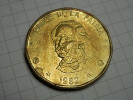 Dominikanische Republik 1 Peso, 1992 "DUARTE" auf der Büste