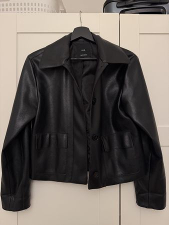Jacket Mango black faux leather