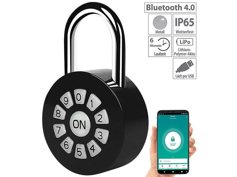 Lucchetti: Metall Vorhängeschloss mit Zahlencode und App, Bluetooth – Nuovo e nell'imballaggio originale da Koppigen venduto da Bracher_Mail-House 1