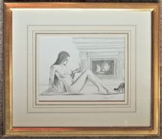 Croquis original de nu, signé N. Rierger 2018