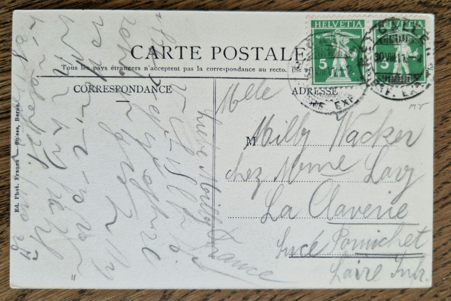 Cartoline postali: Schweizerlandschaft 1911, Stenoschrift – Usato da Ebikon venduto da Donar50 1