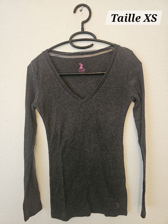 Pull Fin Femme Yessica Taille XS - Paillettes Kaki - Occasion Parfait État, Matière Mélangée