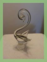Glas Figur Schwan transparent dekorativ gut erhalten