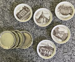 3 Zinn Untersetzer und 6 Sammelteller Bad Godesberg