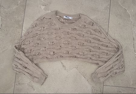 New Yorker Strickpullover Cropped Beige Grösse S