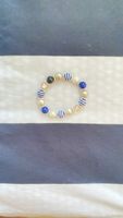 Perlenarmband elastisch blau weiss beige guter Zustand