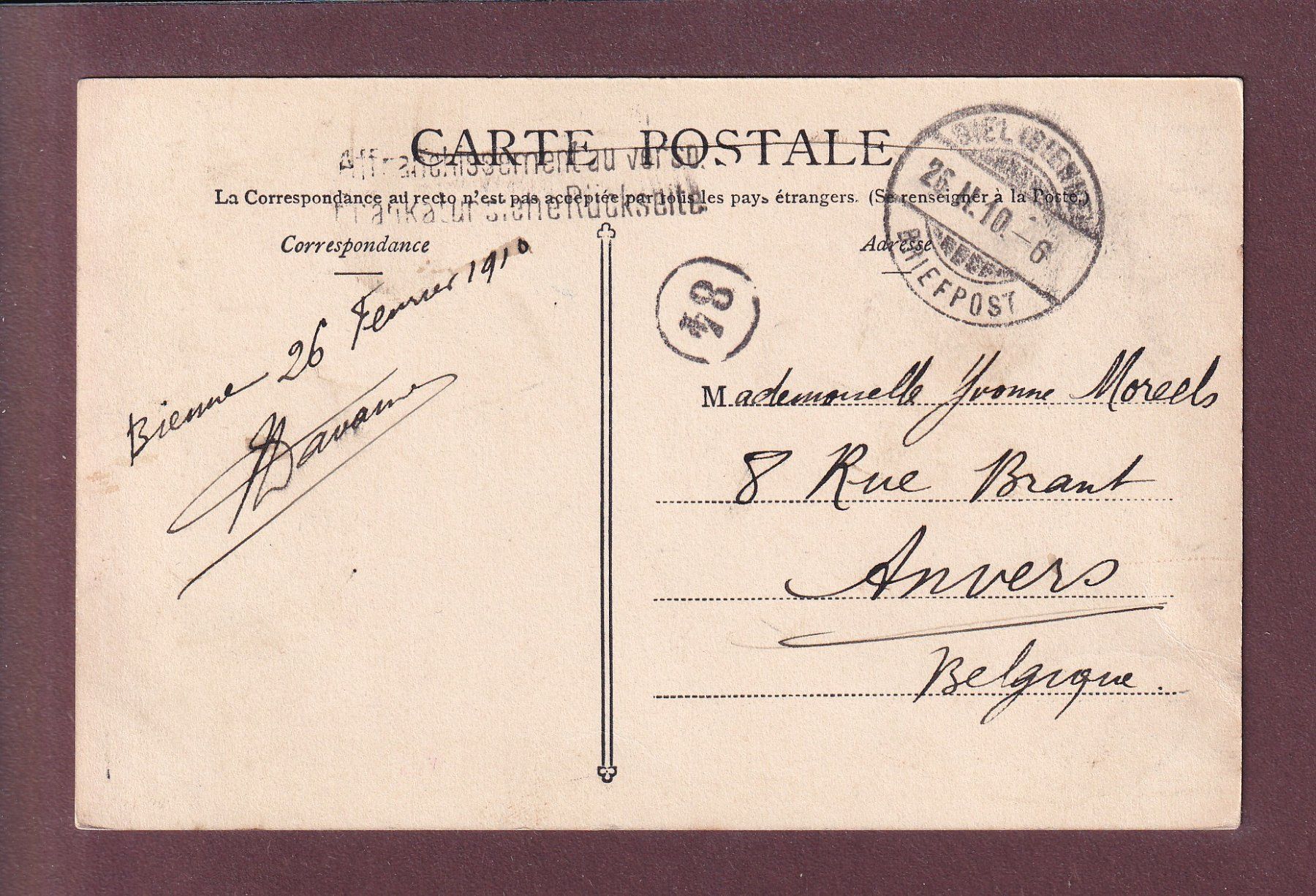 Ansichtskarten: BIENNE - Gorges du Taubenloch - 1910 – Gebraucht aus Pully von nicecards 1