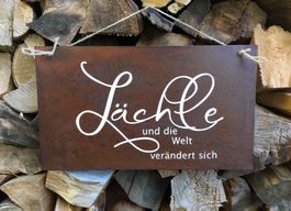Edelrost Schild „Lächle“