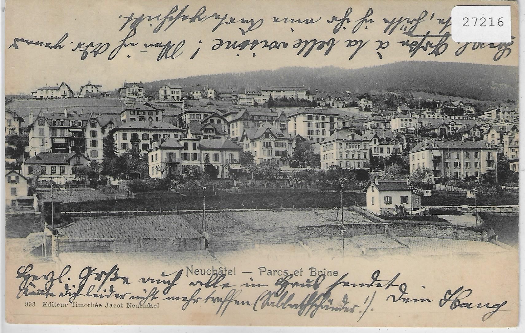 Cartoline postali: Neuchatel - Parcs et Boine 1904 – Usato da Ettingen venduto da Kartenplanet