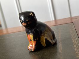 Katze Katzenfigur aus Keramik handbemalt und glasiert 7 cm