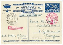 Bundesfeierkarte 1929 Kat-Nr. 58K, Ballonpost