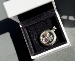 Pandora Medaillon mit Charms, Glas, Silber, neuwertig!