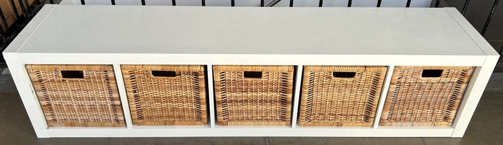 Weisses Regal Kallax mit 5 Weidenkörben, IkeaOrdnungssystem Kaufen