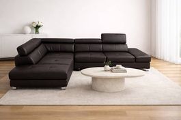 Ecksofa Echtleder SUPER ZUSTAND (1.5 Jährig, dunkelbraun)