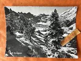 Winterliche Vintage-Postkarte Roseggruppe, Pontresina. 