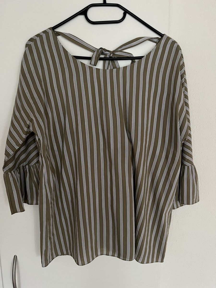 Camicette: TONET Bluse Gr. 42 Khaki/Weiss – Usato da Wädenswil venduto da Iana32