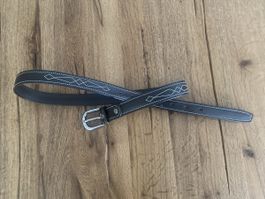 Gürtel Leder Dunkelbraun Grösse 85 mit Stickerei