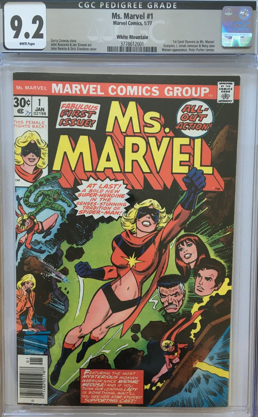 Fumetti: Ms. Marvel #1 (1977), Marvel Comics, White Mountain pedigree – Usato da Uster venduto da the_sz2y