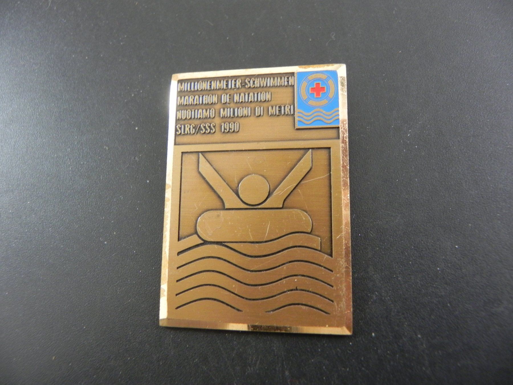 Spille & Fermagli: Abzeichen Millionenmeter-Schwimmen SLRG SSS 1990 – Usato da Biel/Bienne venduto da Gogolozi