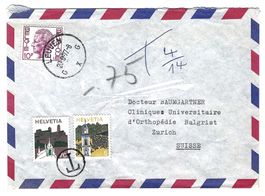 1977 Brief aus Belgien mit 75 Rappen CH-Strafporto