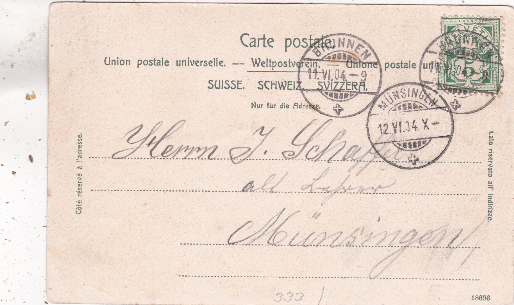 Cartoline postali: Axenstrasse 1904 – Usato da Herisau venduto da Lisegrat2008 1
