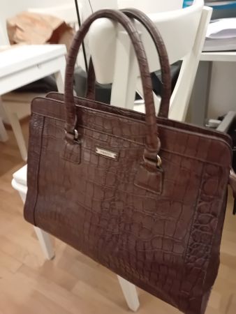 MANGO Frauen Handtasche Business Bag Krokodil Braun NEU