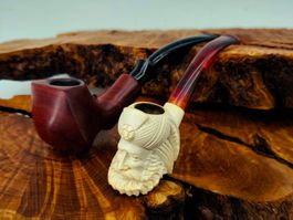 2 edle Pfeifen, Rosenholz & Meerschaum, Tabakpfeife Top!